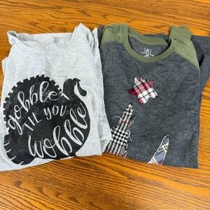 State of Mine Womens Gray Gobble‎ Til You Wobble Thanksgiving Graphic Tee Large